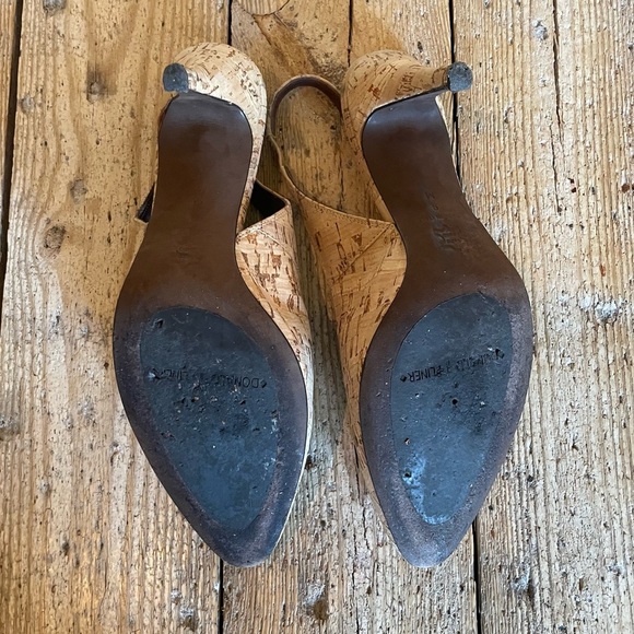 Donald J Pliner Cork Slingback Heels Stiletto Sandal Shoe 9 - Picture 14 of 15